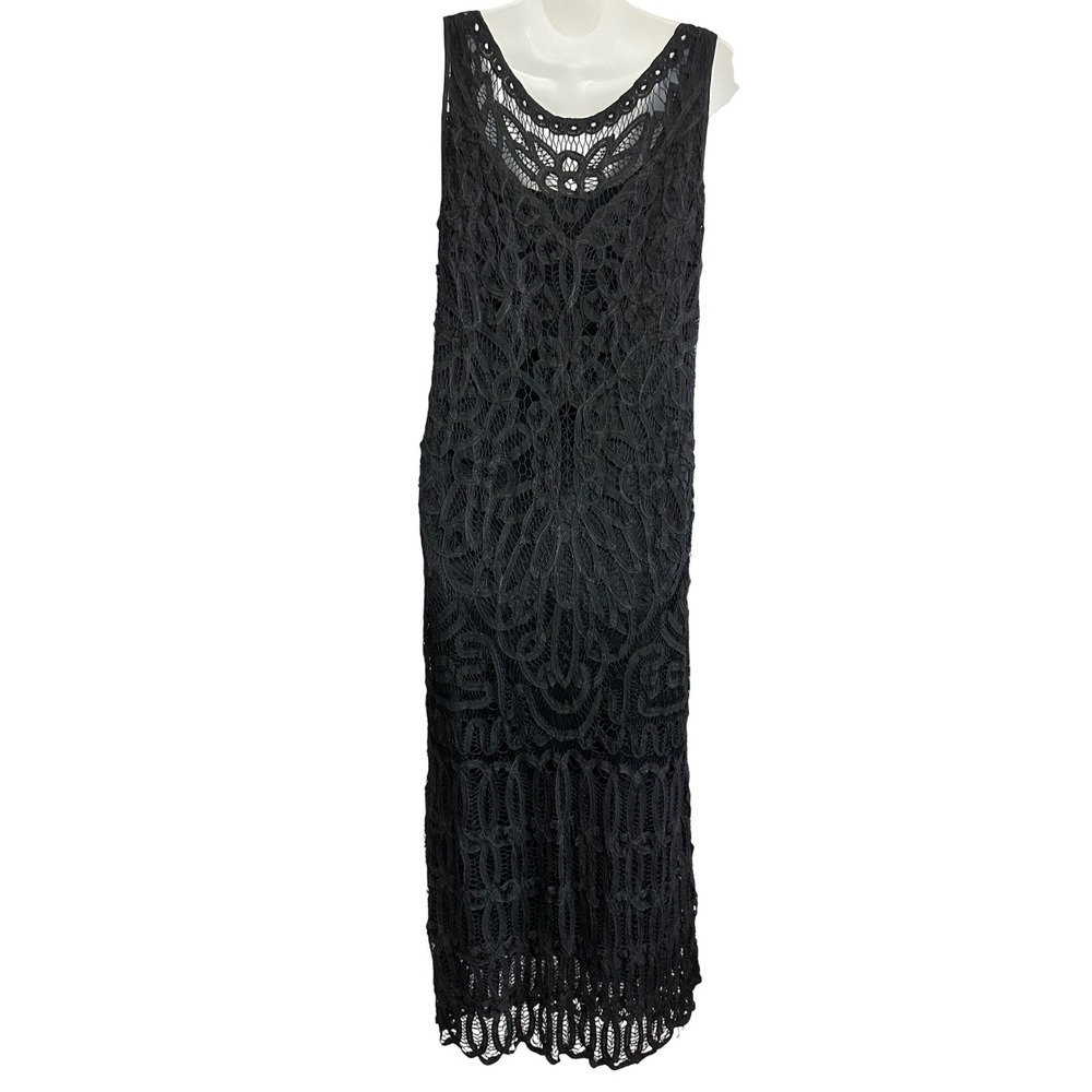 Carole Little Dresses Black Lace Maxi Dress V-Neck Sleeveless Lined Size 10